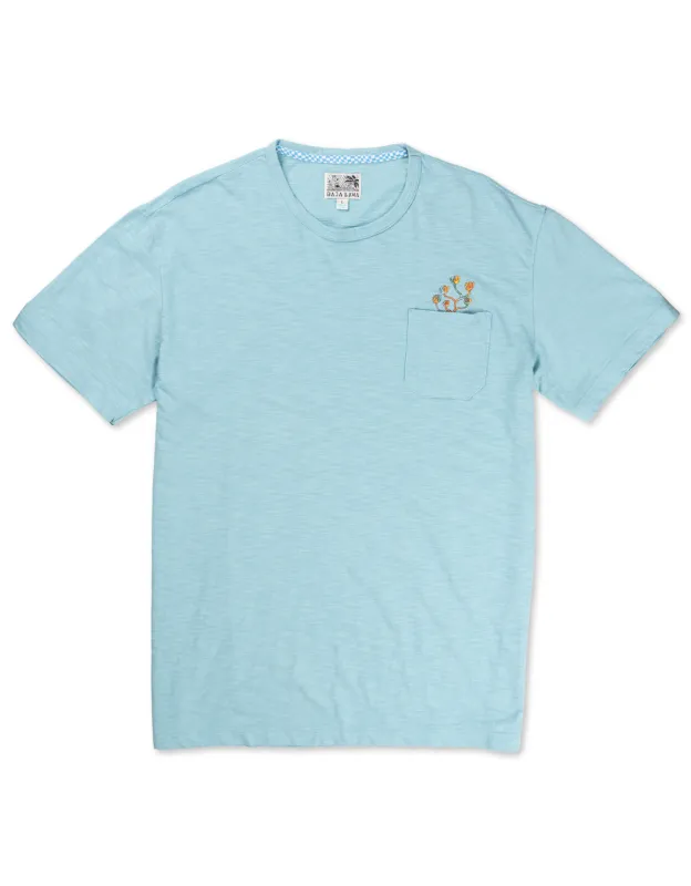 EL SATIVO CACTI - PORCELAIN BLUE PIMA SLUB POCKET TEE made by Baja Llama