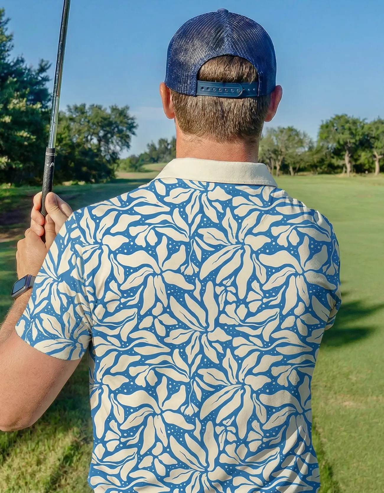 LEAF ME BLUE - SWINGERS PERFORMANCE POLO sold by Baja Llama product image thumbnail 2