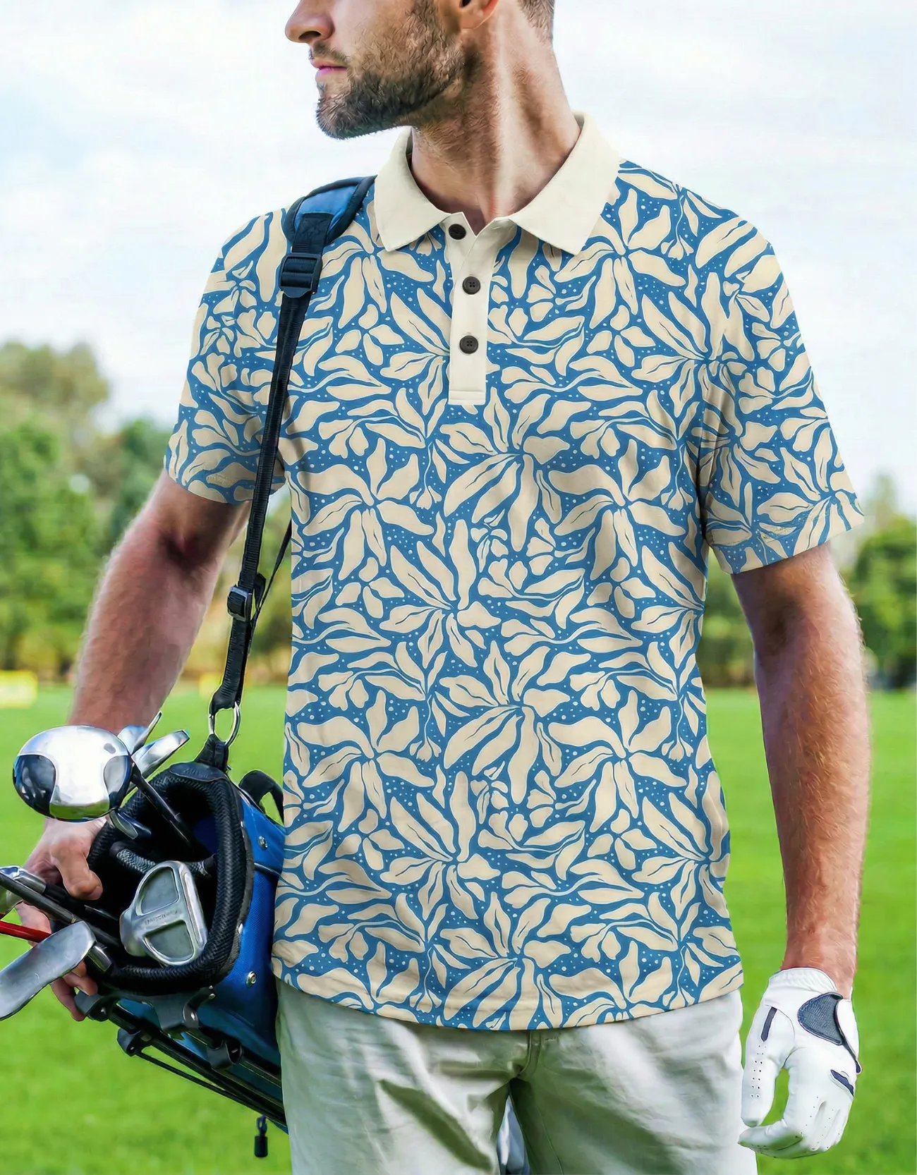 LEAF ME BLUE - SWINGERS PERFORMANCE POLO sold by Baja Llama product image thumbnail 3
