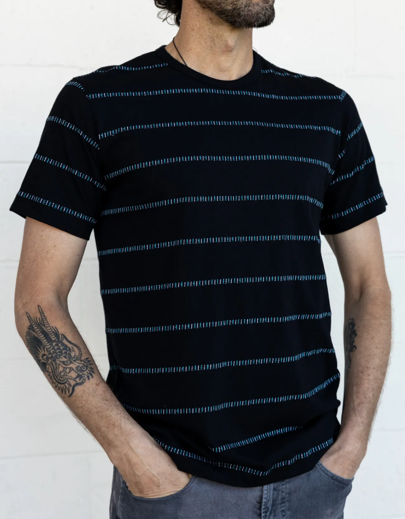 BLACK - ONASSIS JACQUARD TEE sold by Baja Llama product image thumbnail 4