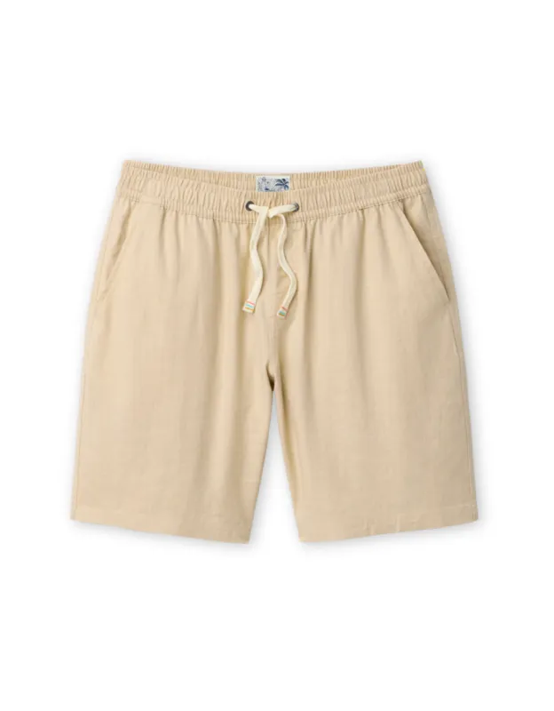 TOO BREEZYS NATURAL BEIGE - STRETCH LINEN SHORTS made by Baja Llama