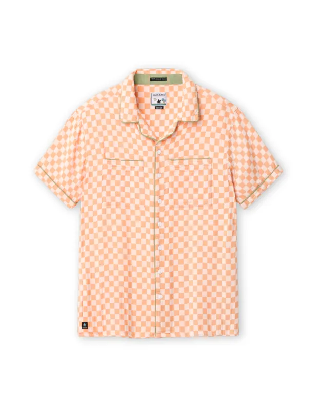 DOBBY DOES DALLAS - ORANGE CHECKERS - ONE OFF BUTTON UP RELAXED FIT made by Baja Llama