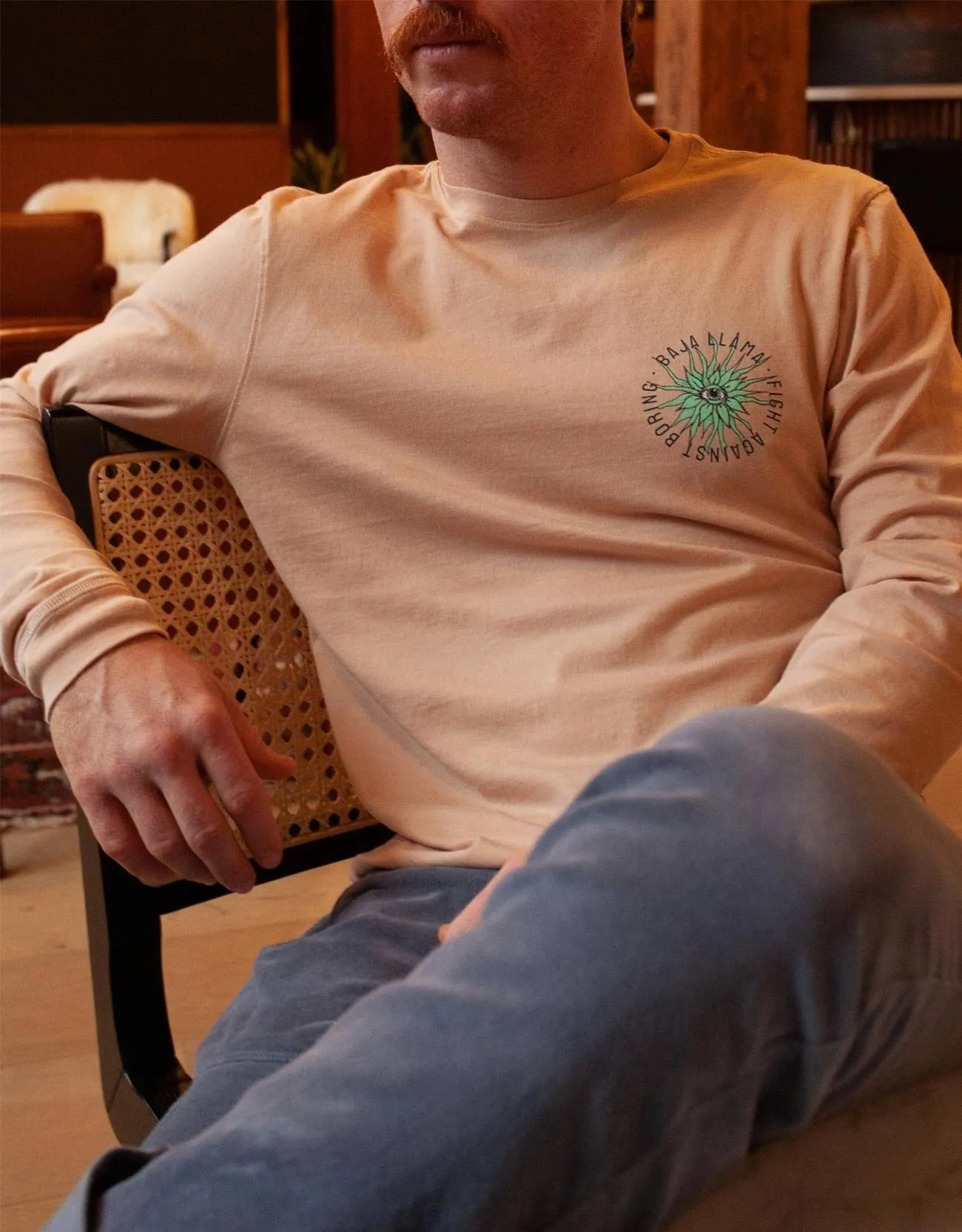 EYE SEE A SUCCULENT LONG SLEEVE TEE - CHAMPAGNE sold by Baja Llama product image thumbnail 2