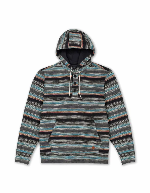 BLACK PAAMUL PONCHO - MID WEIGHT FRENCH TERRY STRIPED PONCHO sold by Baja Llama