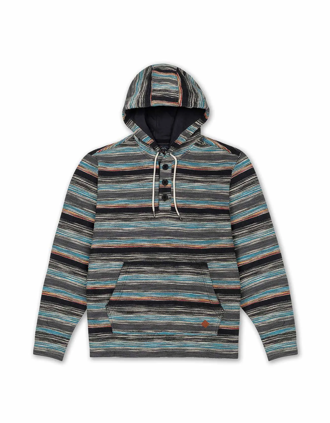 BLACK PAAMUL PONCHO - MID WEIGHT FRENCH TERRY STRIPED PONCHO sold by Baja Llama