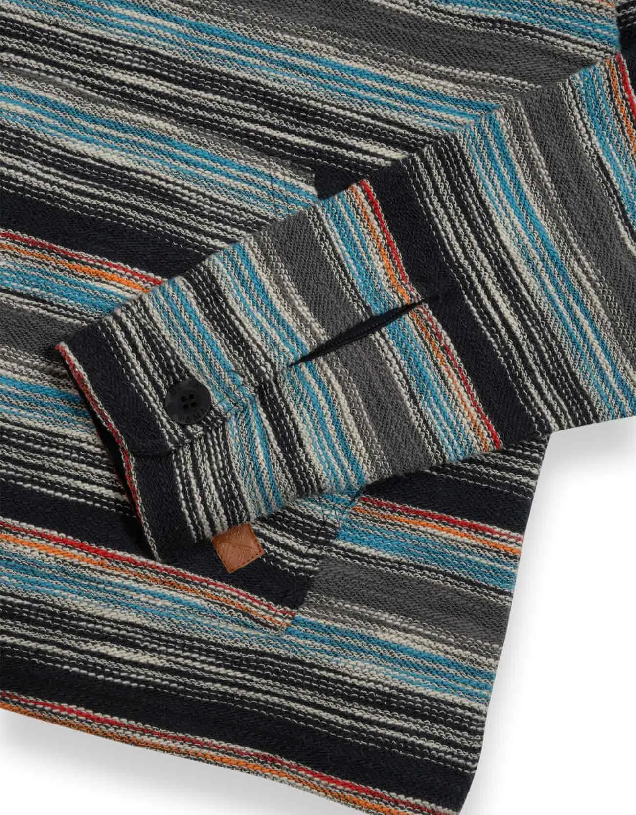 BLACK PAAMUL PONCHO - MID WEIGHT FRENCH TERRY STRIPED PONCHO sold by Baja Llama product image thumbnail 5