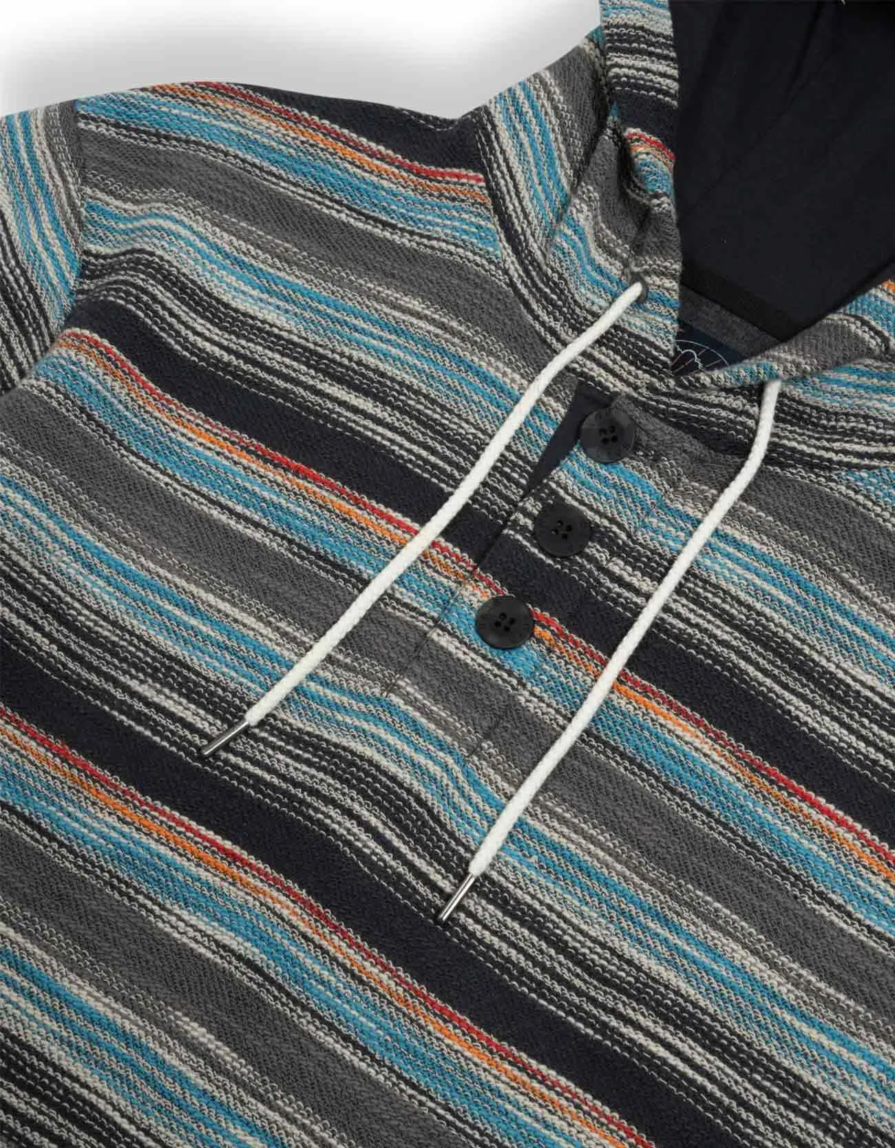 BLACK PAAMUL PONCHO - MID WEIGHT FRENCH TERRY STRIPED PONCHO sold by Baja Llama product image thumbnail 4