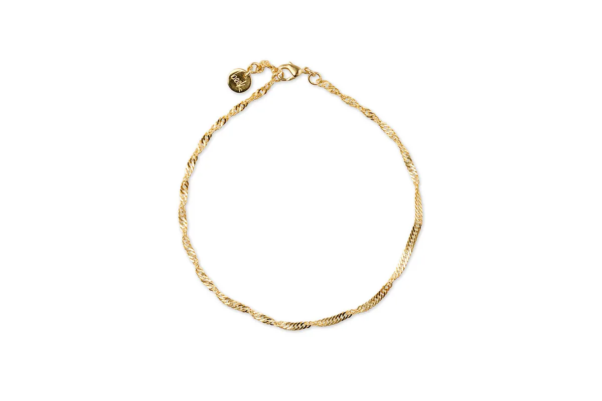 Twisted Rope Chain Anklet - Gold made by beek