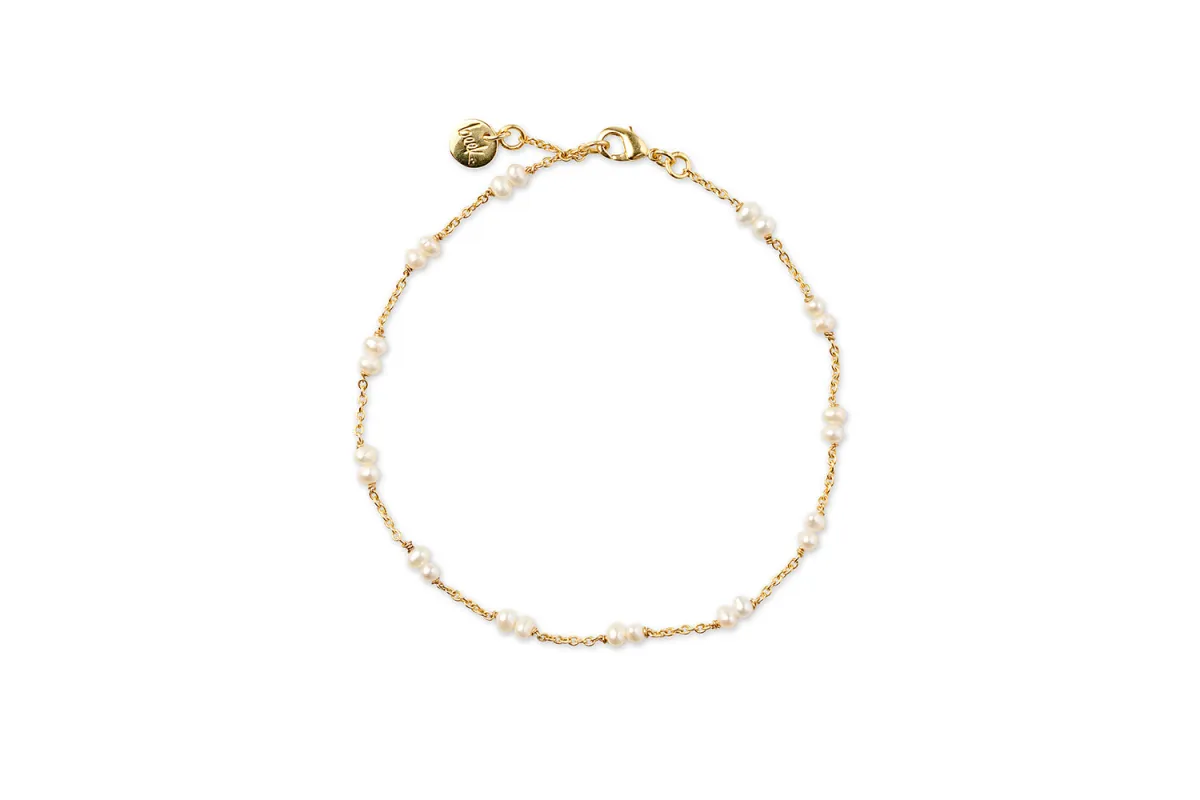 Pearl Bead Anklet - Gold made by beek