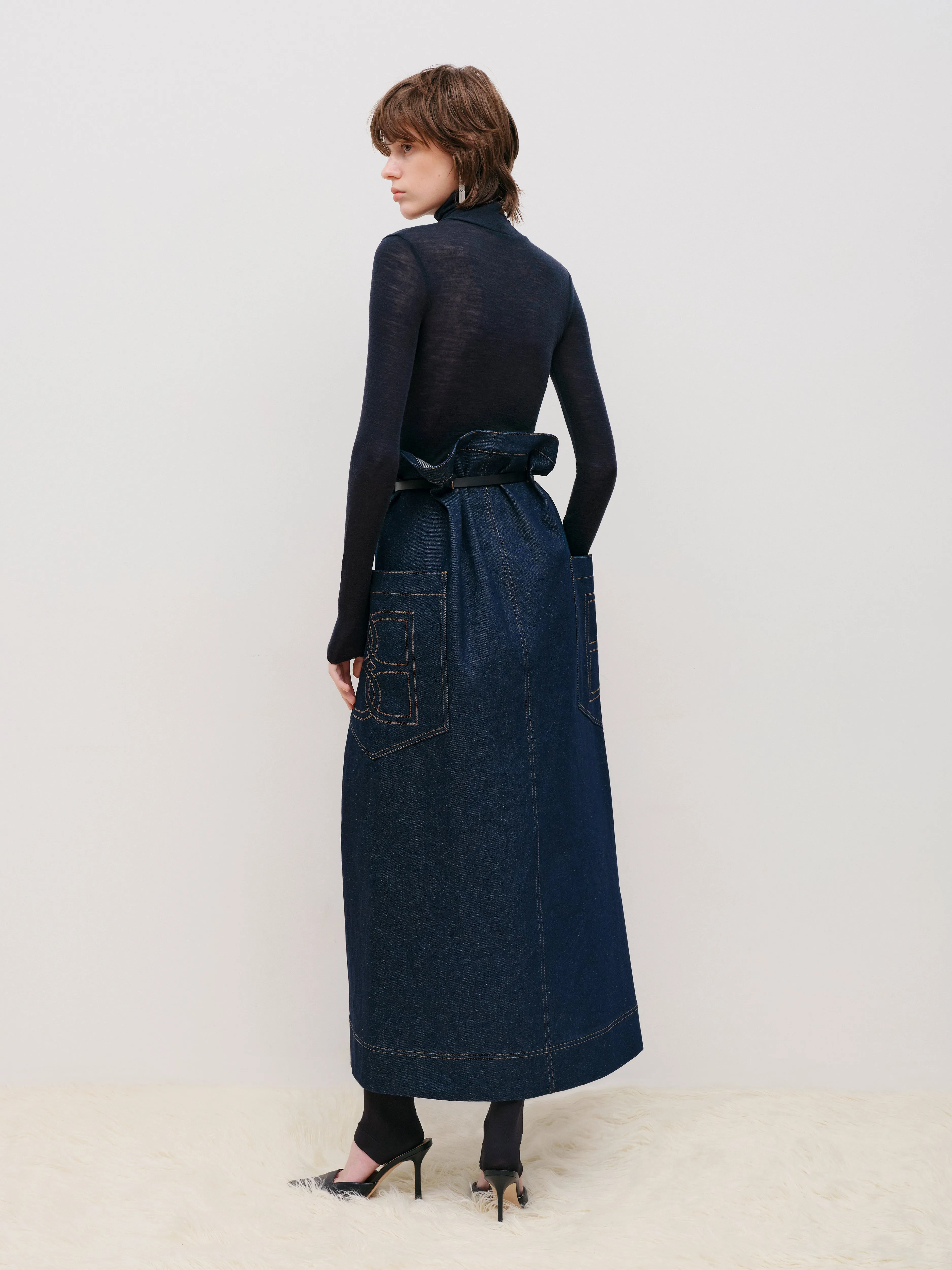 RECTANGULAR DENIM SKIRT sold by Bevza product image thumbnail 4