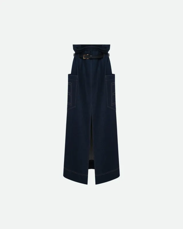 RECTANGULAR DENIM SKIRT sold by Bevza