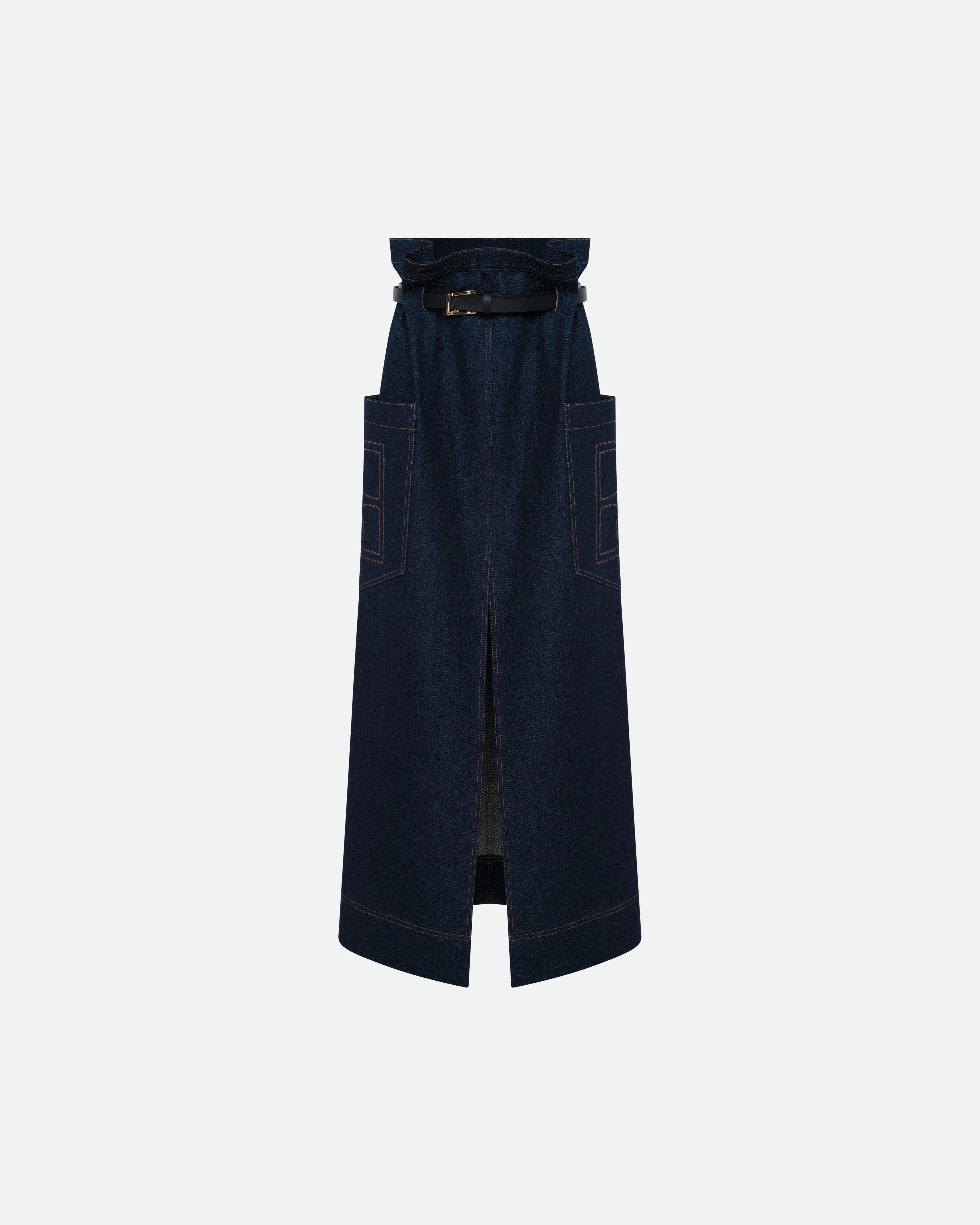 RECTANGULAR DENIM SKIRT sold by Bevza