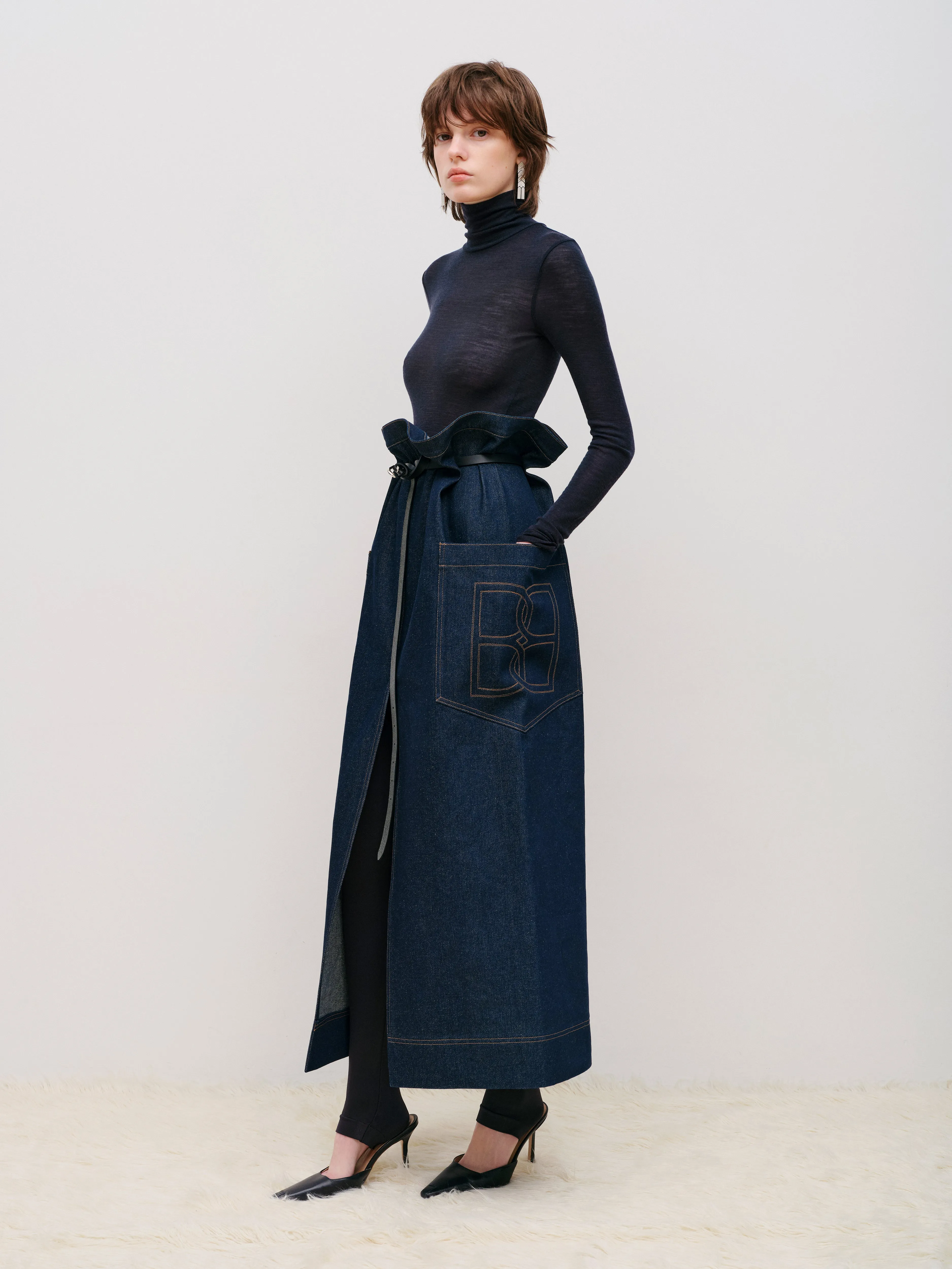 RECTANGULAR DENIM SKIRT sold by Bevza product image thumbnail 2