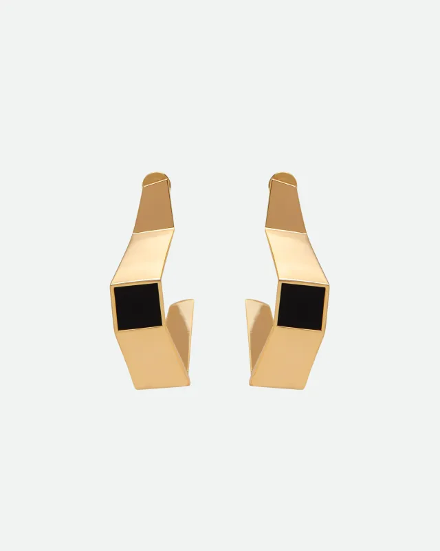 СЕРЕЖКИ ЛАМАНОЇ ФОРМИ З ОНІКСОМ (Pre-Order) sold by Bevza