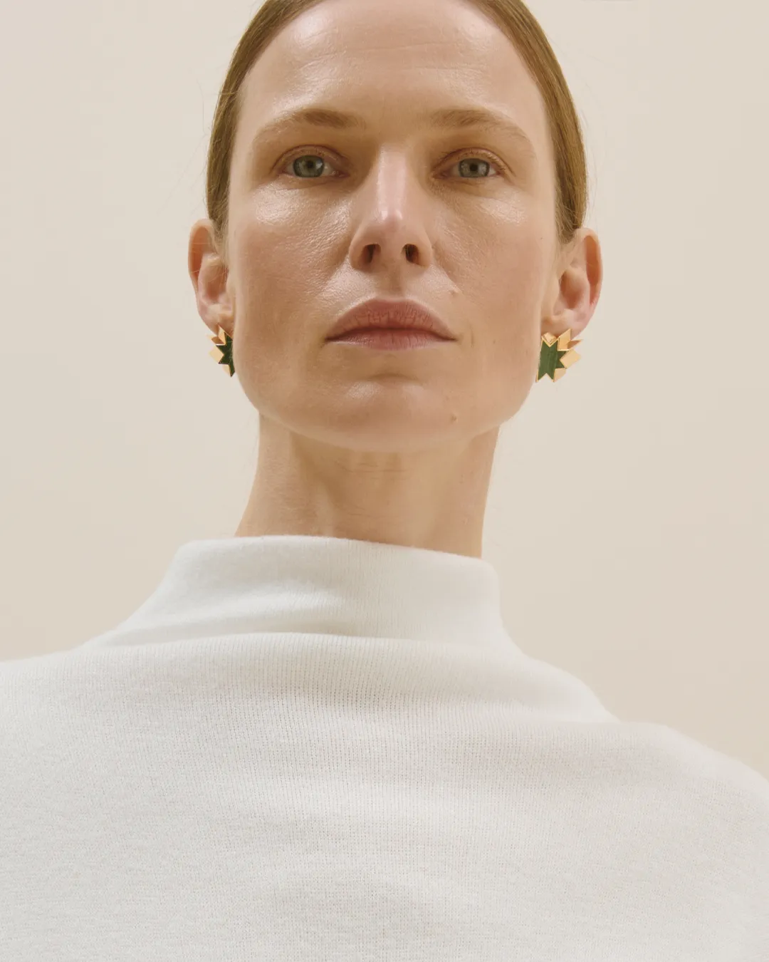 Сережки з малахітом у формі восьмикутної зірки (Pre-Order) sold by Bevza product image thumbnail 2