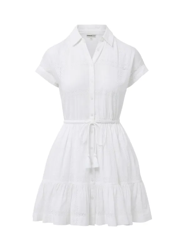 Sarah Dress Grid Eyelet Fresh White sold by Change of Scenery