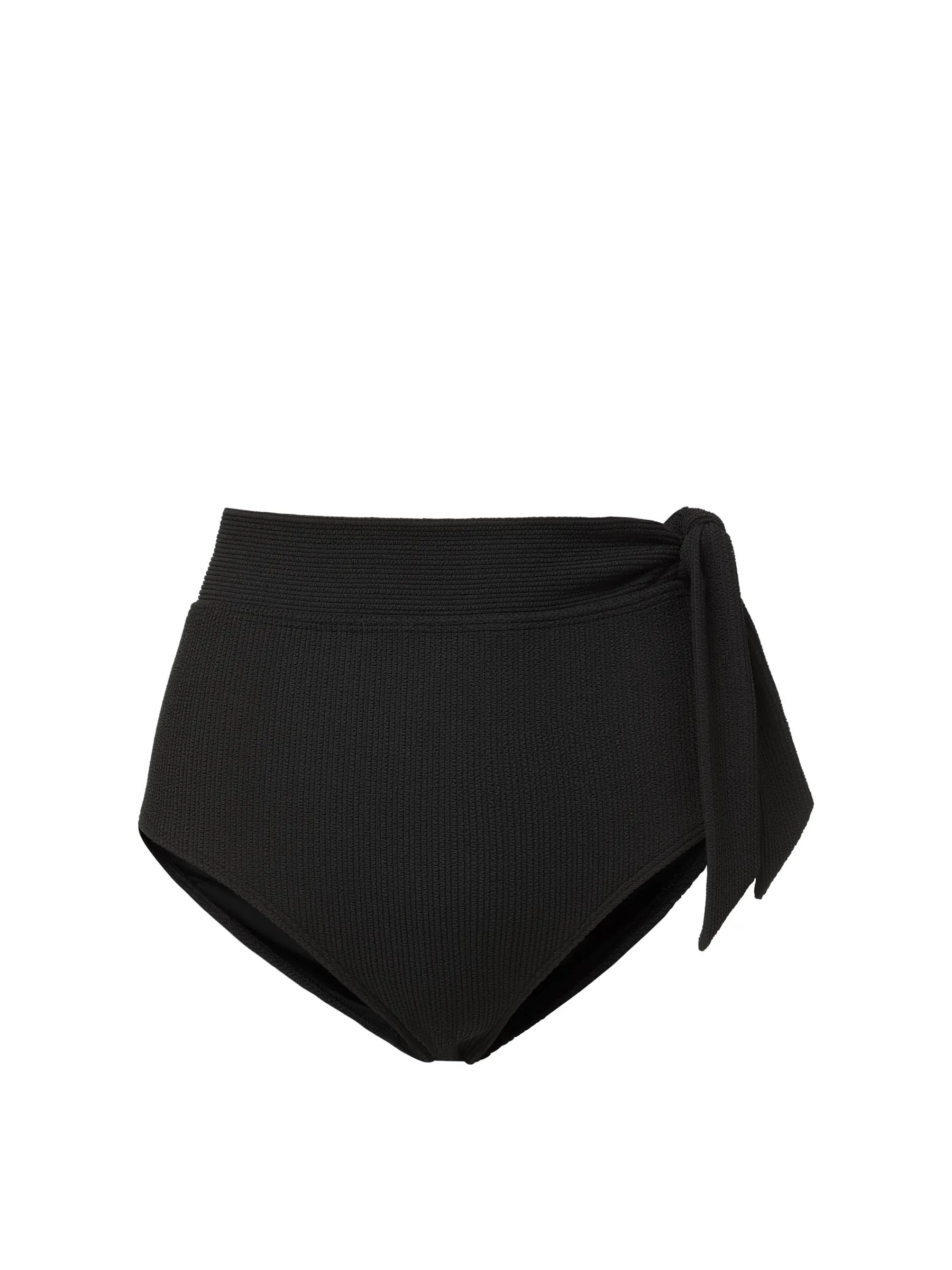 Side Tie High Waist Bottom In Black Texture sold by Change of Scenery