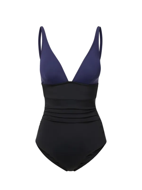 Niki One Piece Navy/Black Colorblock Satin sold by Change of Scenery