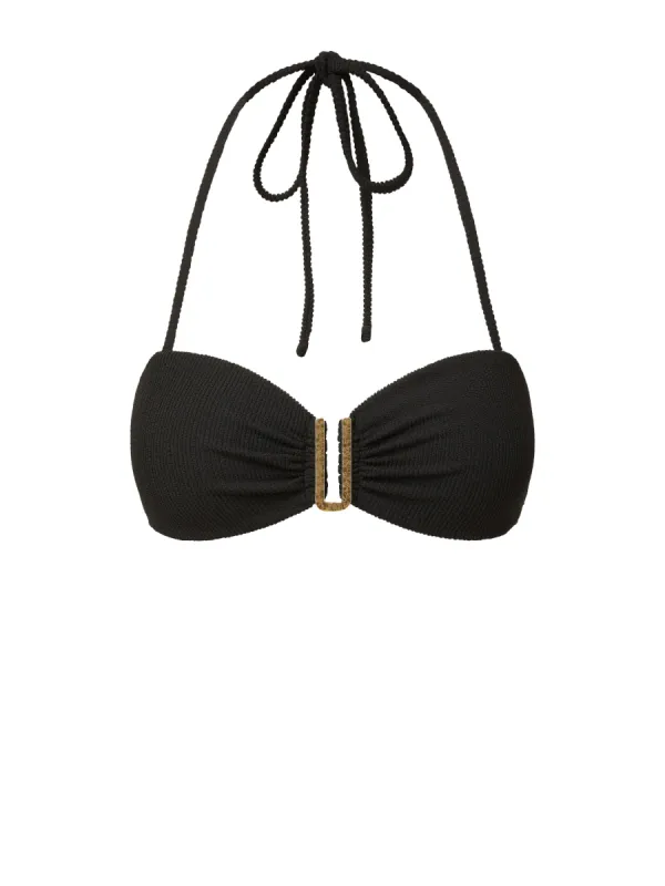 Cindy Swim Top In Black Texture sold by Change of Scenery