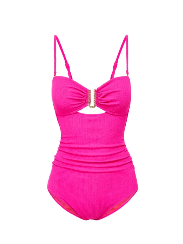 Lisa One Piece Shocking Pink Textured Stripe sold by Change of Scenery