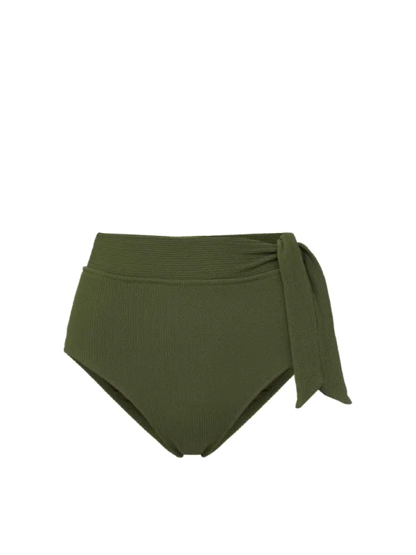 Side Tie High Waist Bottom Olive Texture sold by Change of Scenery