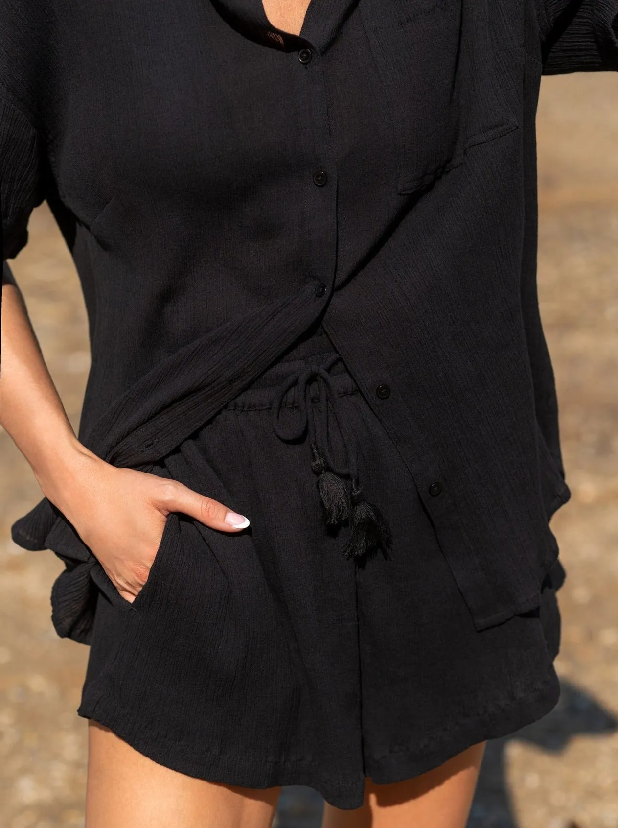 Michelle Top + Vicki Shorts Set in Black sold by Change of Scenery product image thumbnail 4