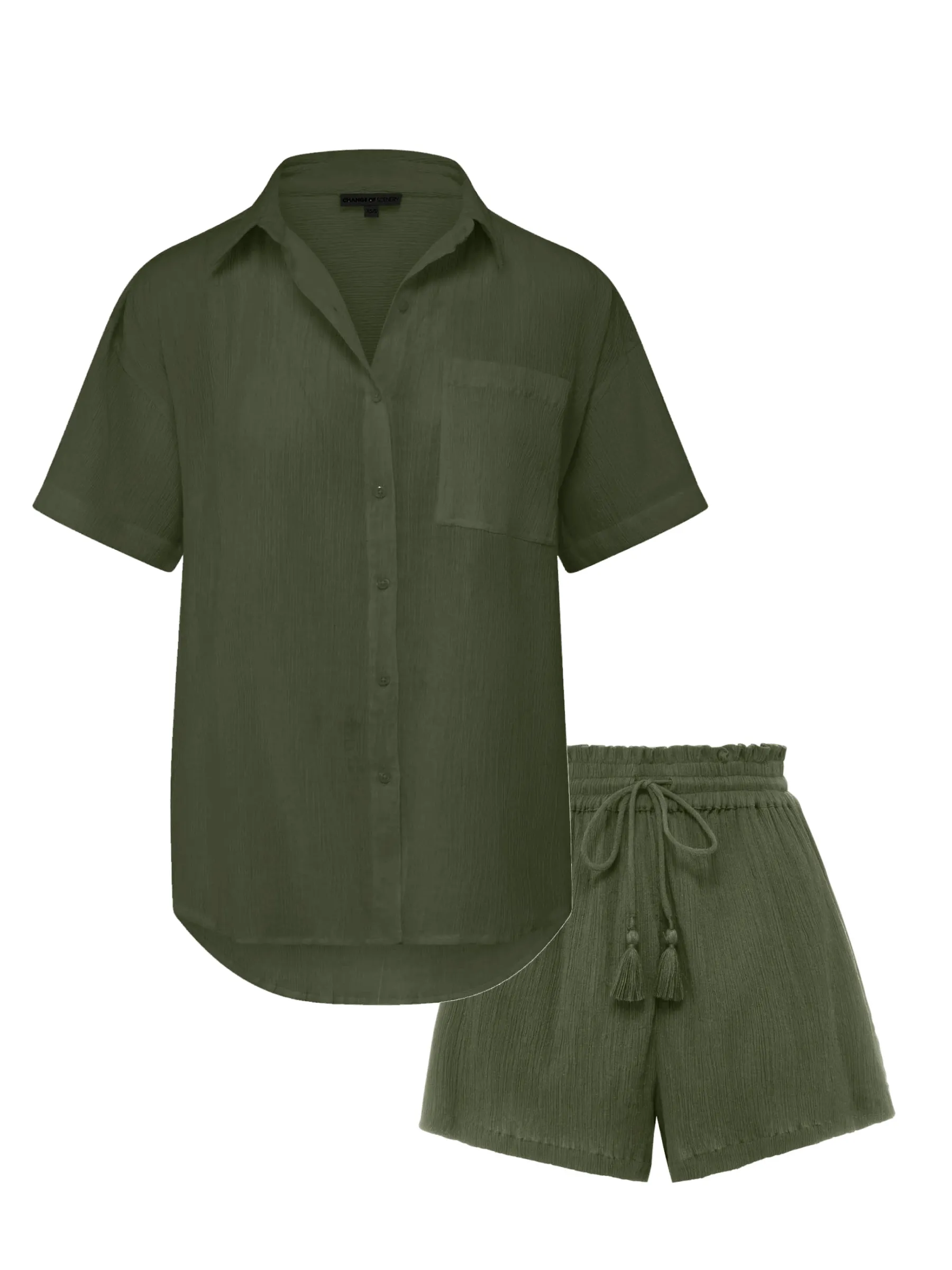 Michelle Top + Vicki Shorts Set in Olive sold by Change of Scenery
