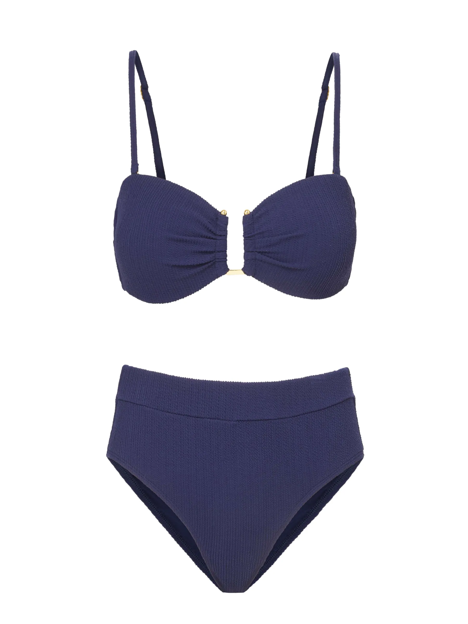 Gina Top + Hi Waist Hi Leg Bottom in Navy Texture sold by Change of Scenery