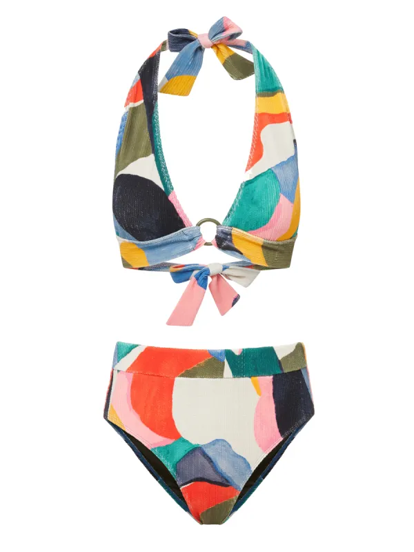 Erin Top + Hi Waist Hi Leg Bottom in Carta Colorblock sold by Change of Scenery