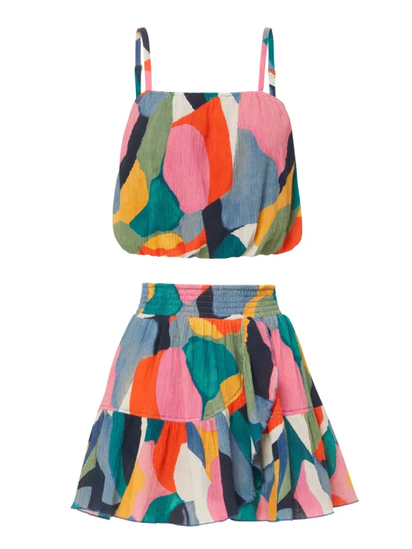 Dani Top + Izzy Skirt Set in Carta Colorblock sold by Change of Scenery