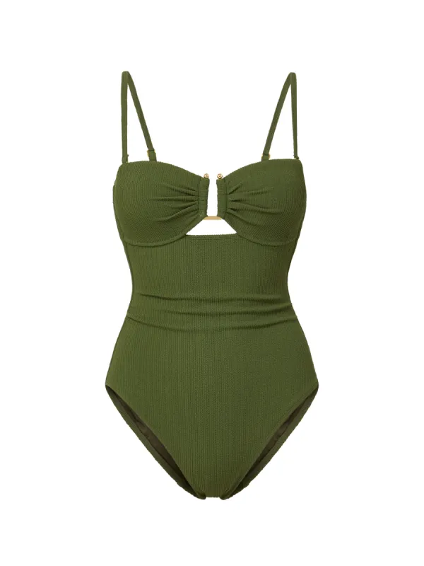 Juliette One Piece In Olive Texture sold by Change of Scenery