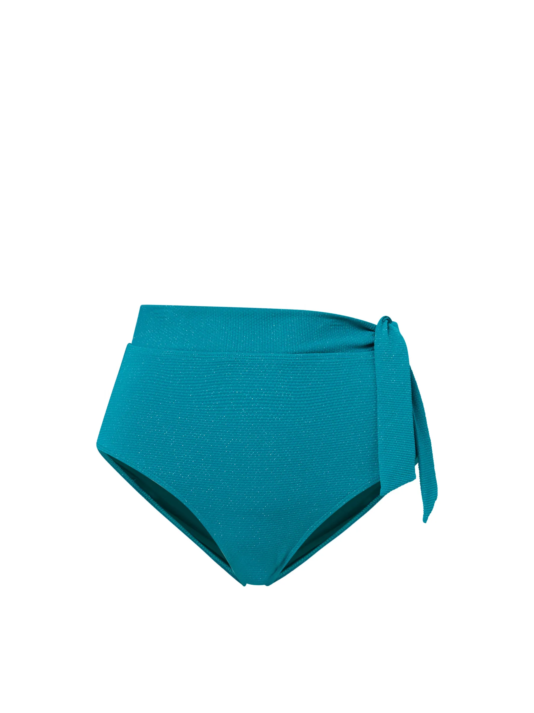 Side Tie High Waist Bottom In Jungle Green Metallic Pique sold by Change of Scenery