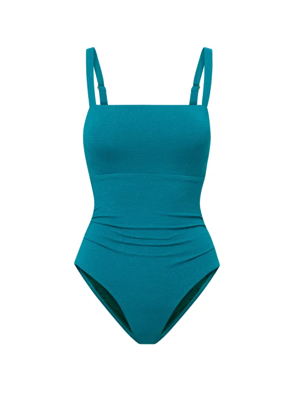 Jori One Piece In Jungle Green Metallic Pique sold by Change of Scenery