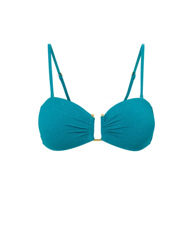 Gina Top In Jungle Green Metallic Pique sold by Change of Scenery