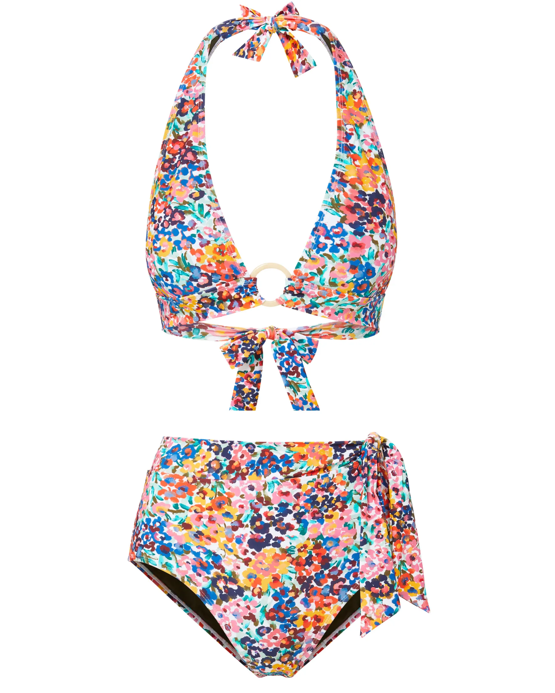 Erin Top + Side Tie High Waist Bottom In Painted Petals sold by Change of Scenery