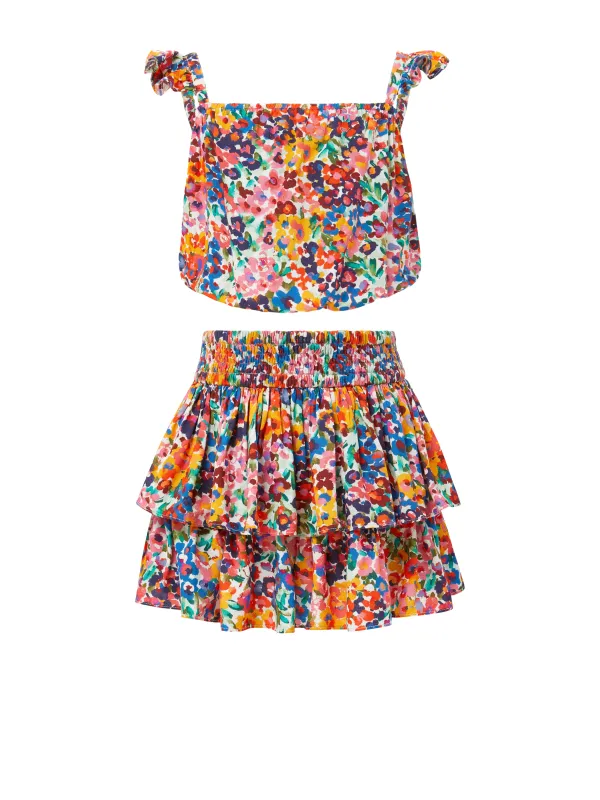 Girls Bryn Top & Skirt Set In Painted Petals sold by Change of Scenery