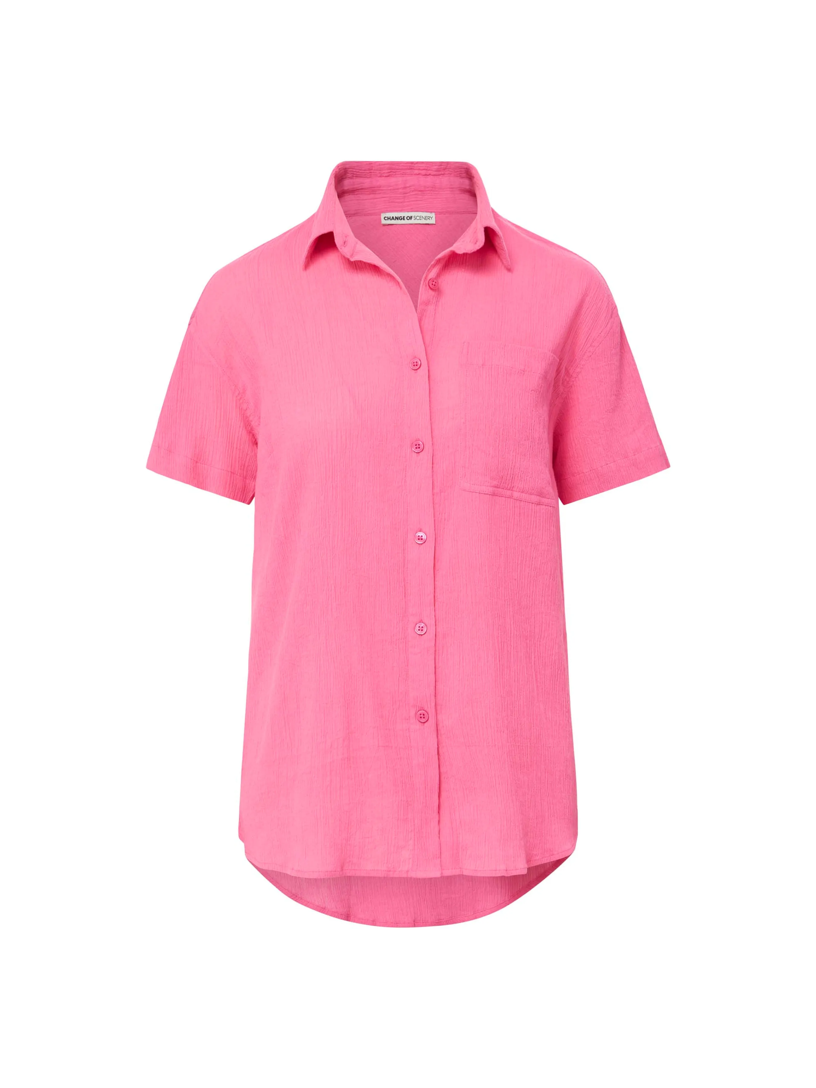 Michelle Shirt In Hibiscus sold by Change of Scenery