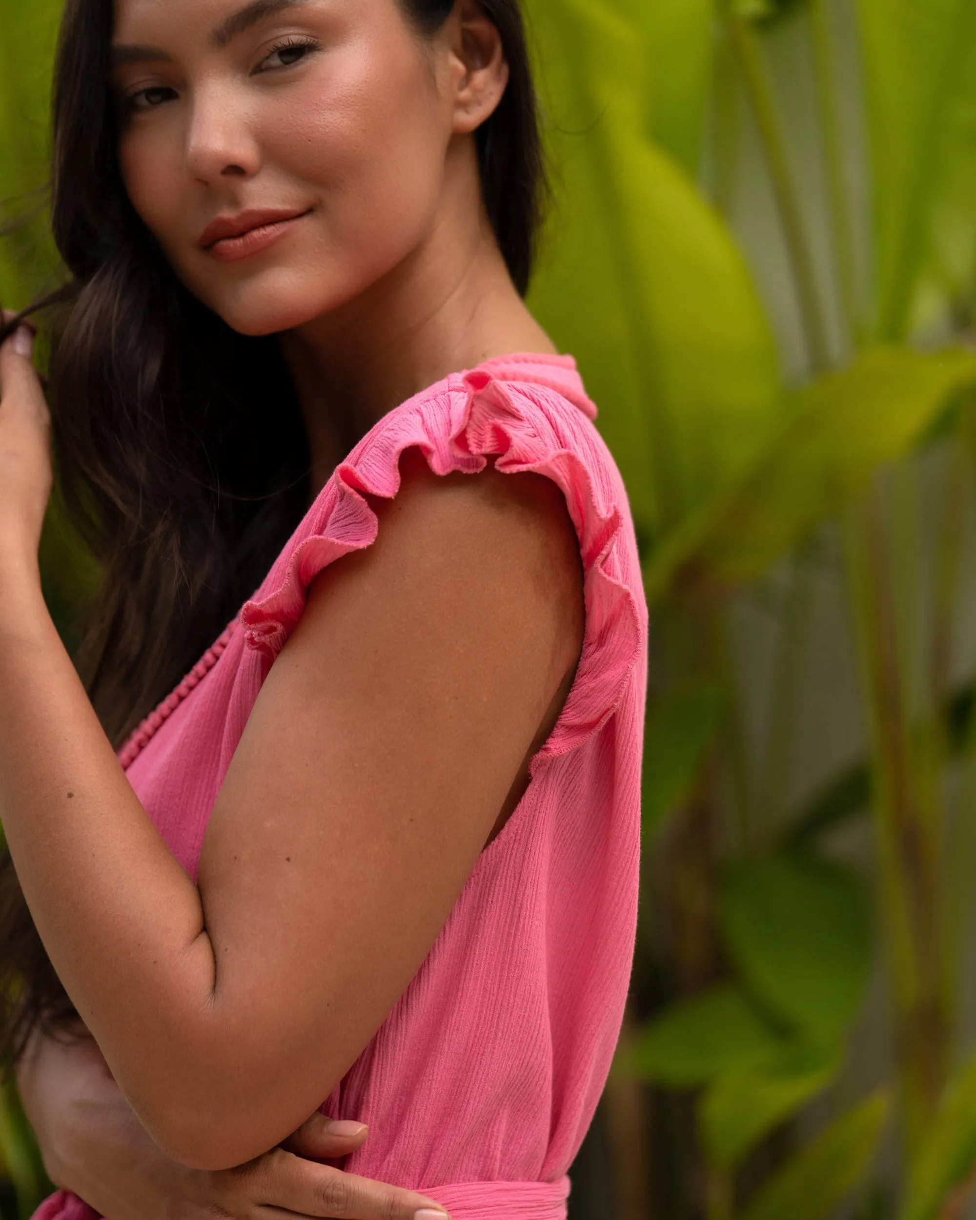 Emily Dress In Hibiscus sold by Change of Scenery product image thumbnail 5