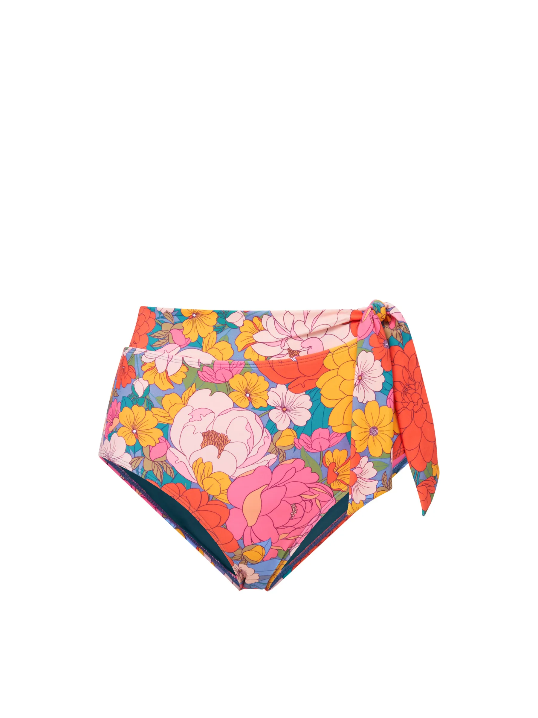 Side Tie High Waist Bottom In Zinnia Fields sold by Change of Scenery