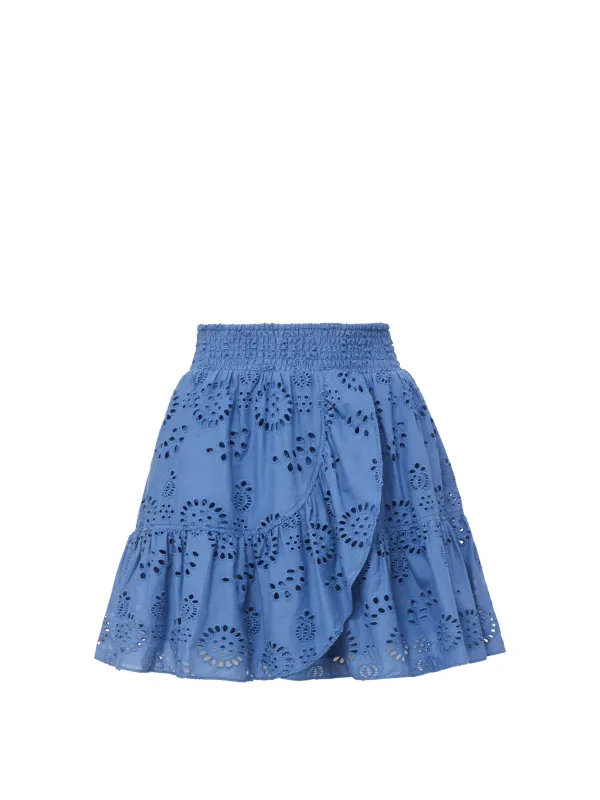 Izzy Skirt In Steel Blue San Andrés Eyelet sold by Change of Scenery