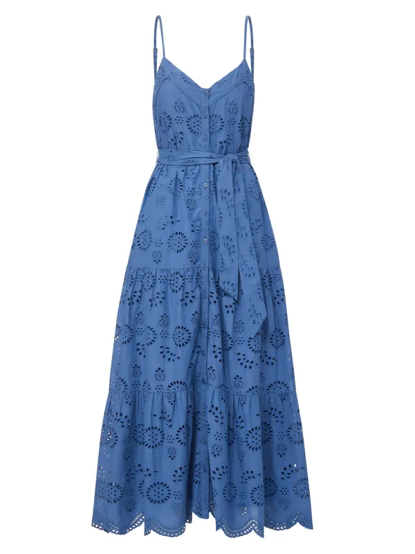 Addyson Dress In Steel Blue San Andrés Eyelet sold by Change of Scenery