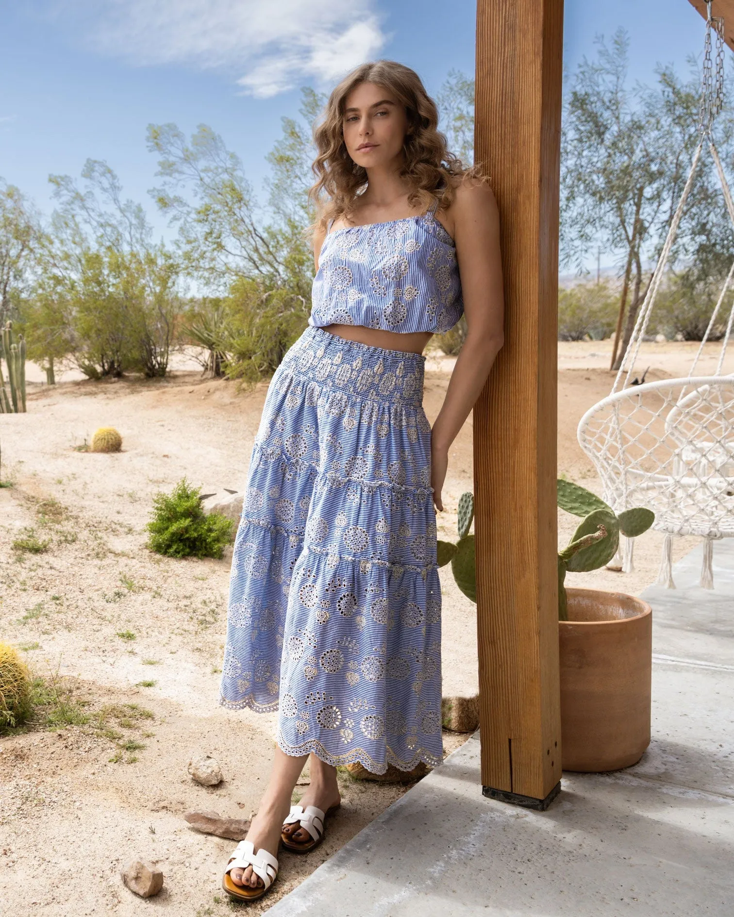 Dani Top In Sky/Natural Eyelet sold by Change of Scenery product image thumbnail 3