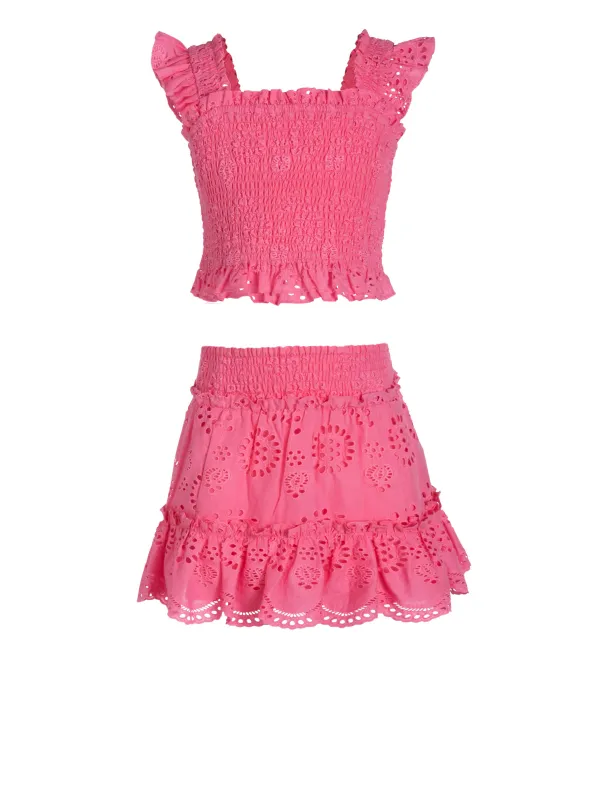 Girls Kayla Skirt Set In Hibiscus Eyelet sold by Change of Scenery