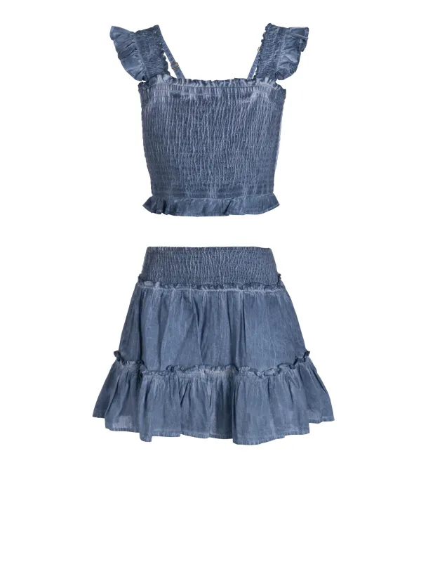 Girls Kayla Skirt Set In Stonewash sold by Change of Scenery