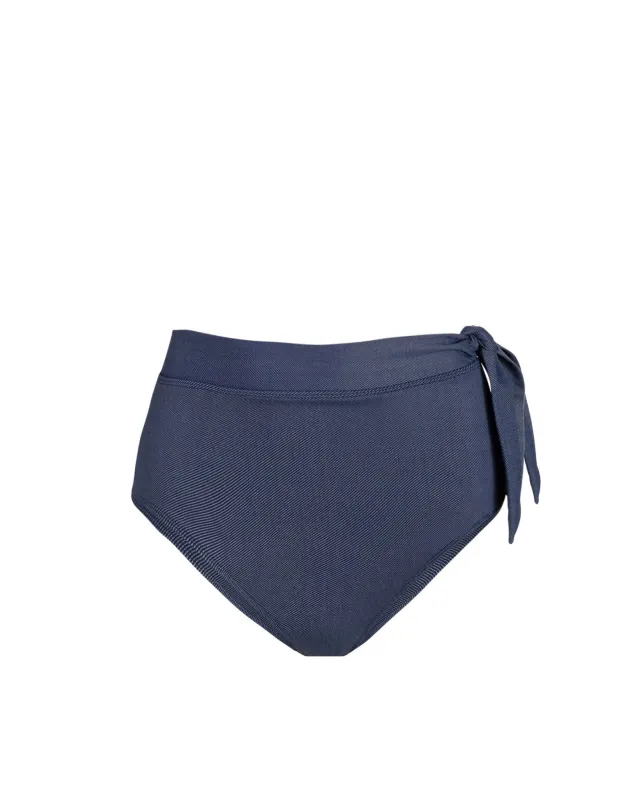 Side Tie High Waist Bottom In Indigo Twill sold by Change of Scenery