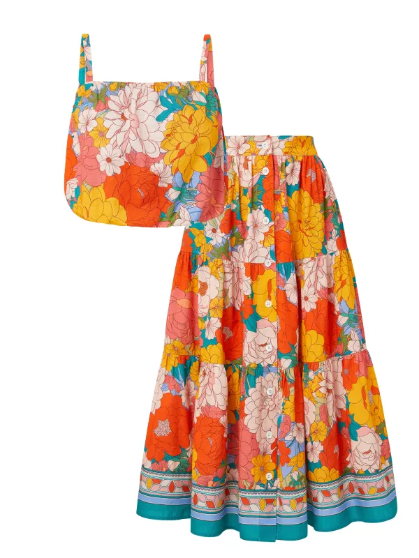 Dani Top + Joanna Skirt Set in Zinnia Fields sold by Change of Scenery