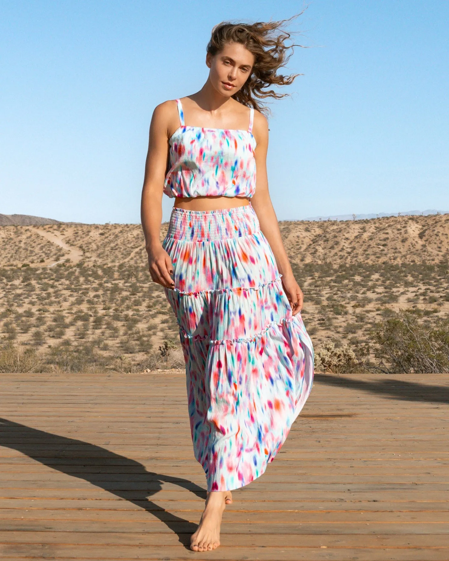 Dani Top + Charlie Skirt Set In Hazy Ikat Seafoam sold by Change of Scenery product image thumbnail 3