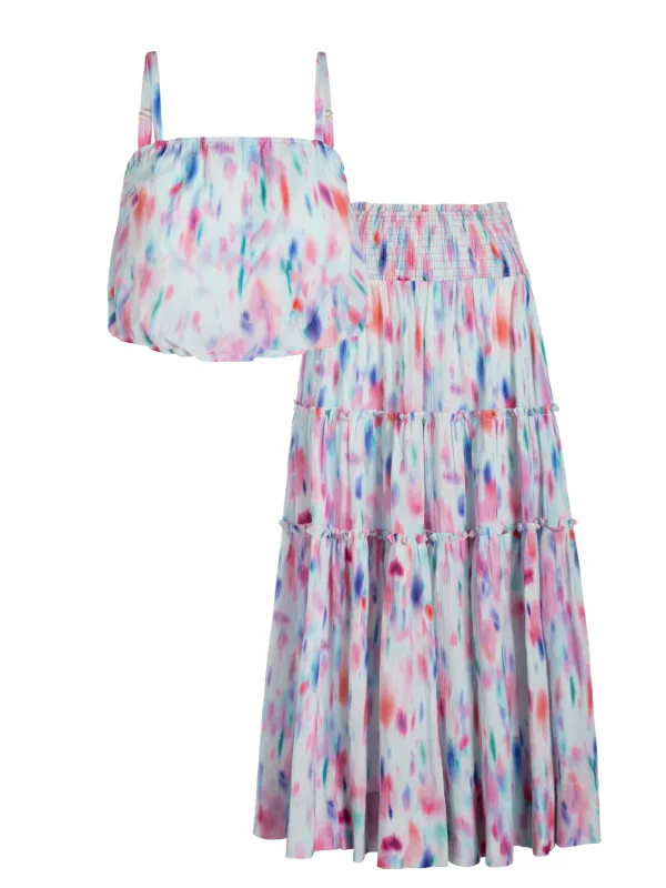 Dani Top + Charlie Skirt Set In Hazy Ikat Seafoam sold by Change of Scenery