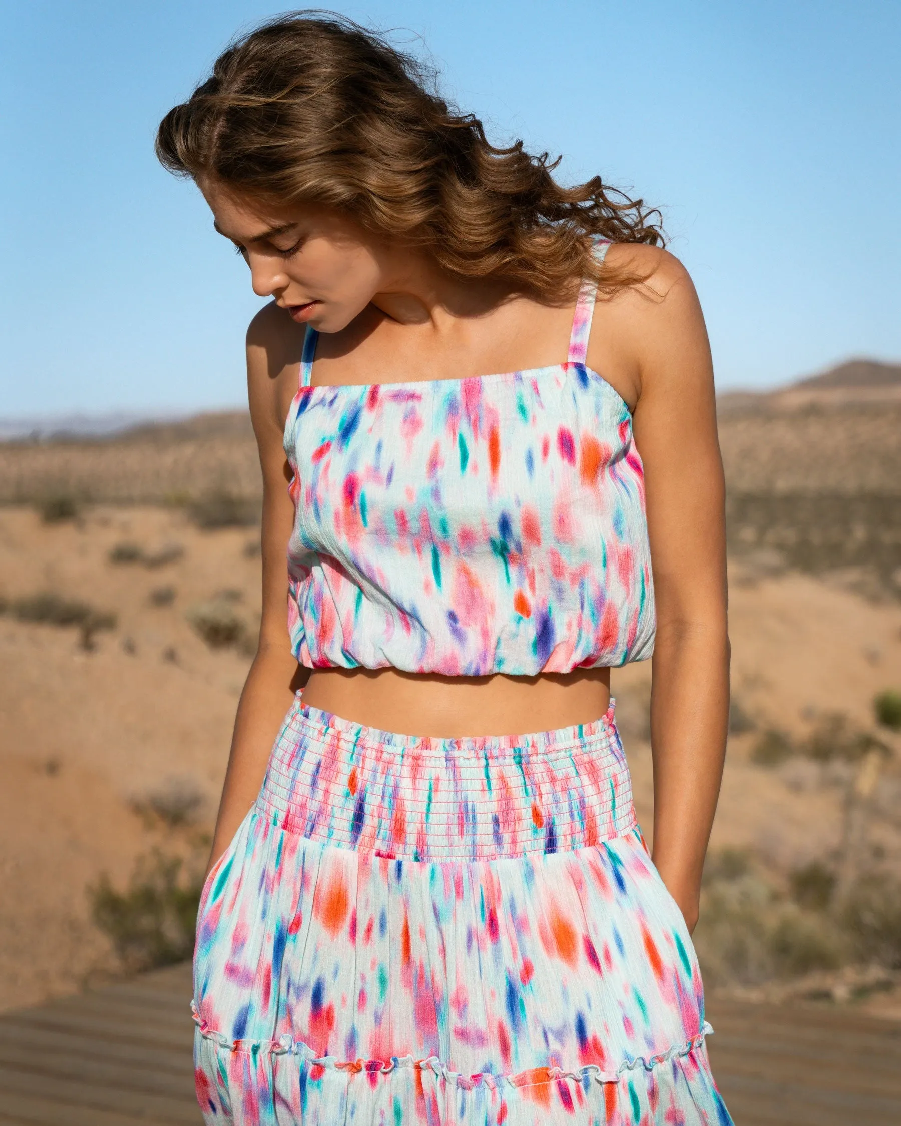 Dani Top + Charlie Skirt Set In Hazy Ikat Seafoam sold by Change of Scenery product image thumbnail 2