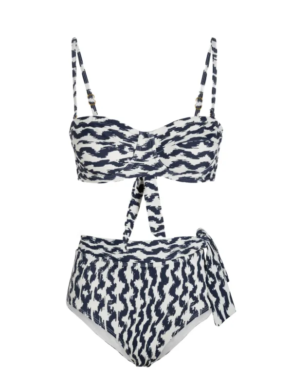 Nellie Top + Side Tie High Waist Bottom In Elysia Waves sold by Change of Scenery